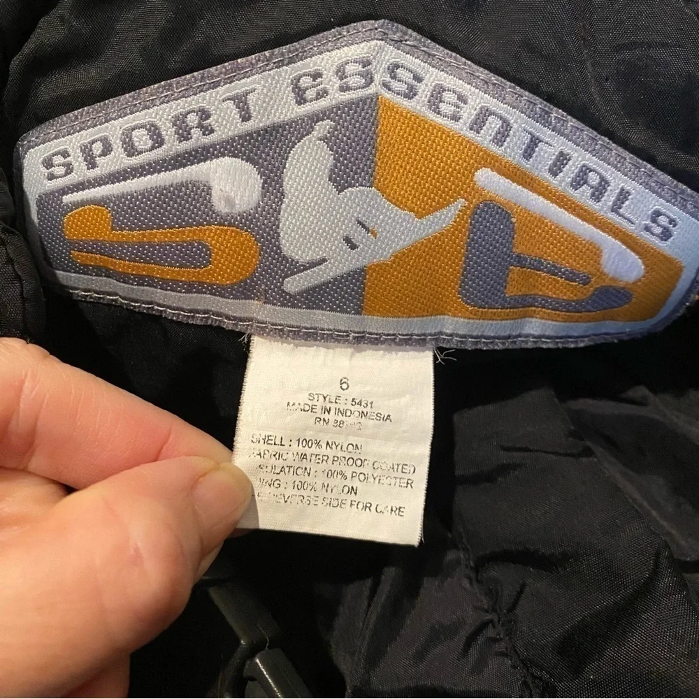 SPORT ESSENTIALS Kids Black Bib Ski Snowboard Snowsuit Size 6 Yrs-Unisex